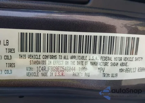 2014 Jeep Grand Cherokee Limited z USA, uszkodzony, nr VIN 1C4RJFBG9EC546044